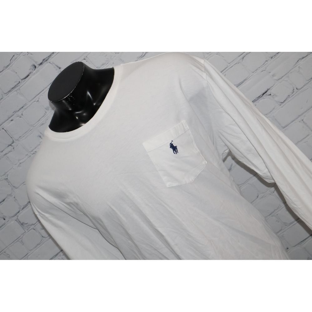 Polo Ralph Lauren T-Shirt Mens XXL White Long Sleeve Pocket Pony Logo **